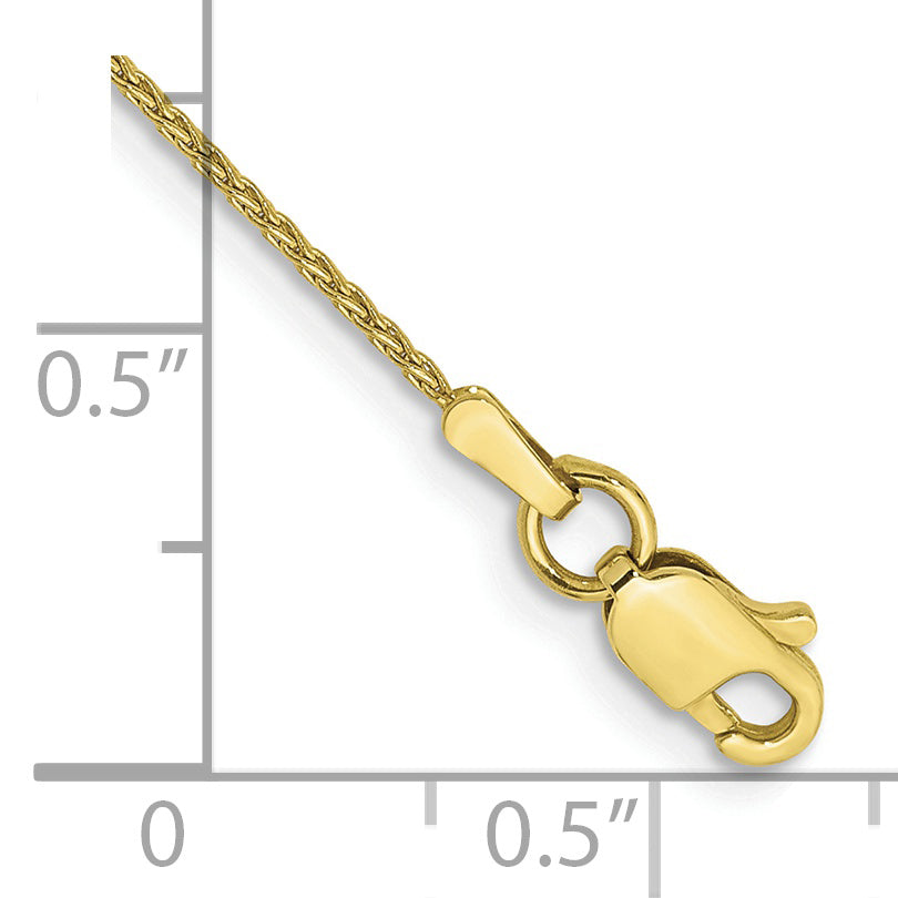 Tobillera de Cadena Parisiana de Trenza de Oro Amarillo 10K de 1 mm