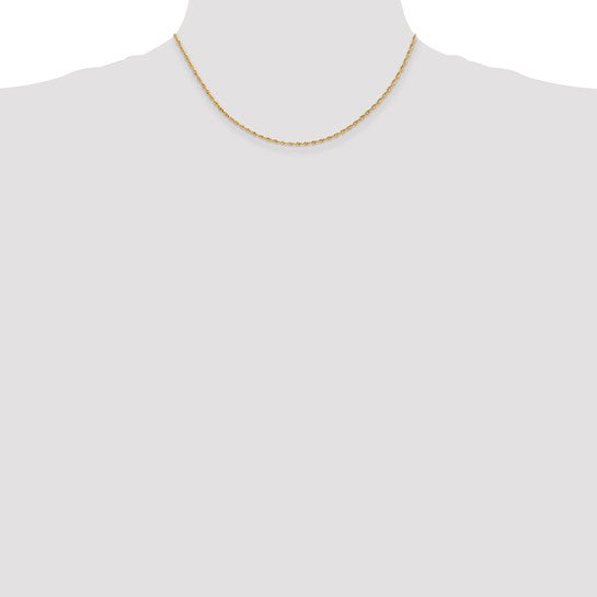 Cadena de Oro Amarillo 10K – 16 pulgadas, 1.85 mm, Cuerda Cuádruple con Corte Diamantado y Cierre de Langosta