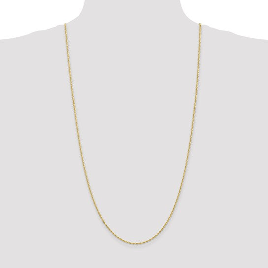 Cadena de Cuerda en Oro Amarillo de 10K – 30 Pulgadas, 1.85 mm con Cierre Langosta