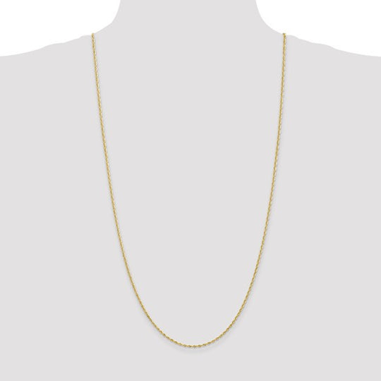 Cadena de Cuerda en Oro Amarillo de 10K – 30 Pulgadas, 1.85 mm con Cierre Langosta