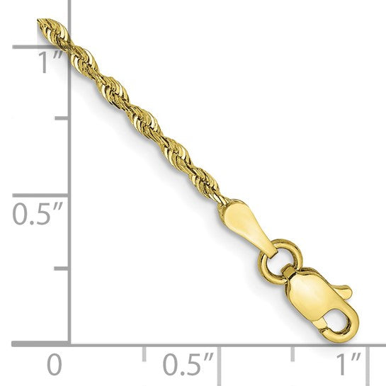 Pulsera de Cadena Cuádruple con Corte Diamantado en Oro Amarillo de 10K, 8 Pulgadas y 1.85 mm