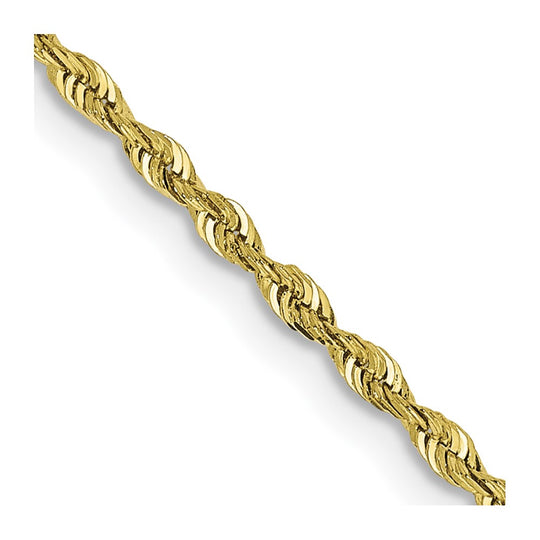 Cadena de Cuerda en Oro Amarillo de 10K – 30 Pulgadas, 1.85 mm con Cierre Langosta