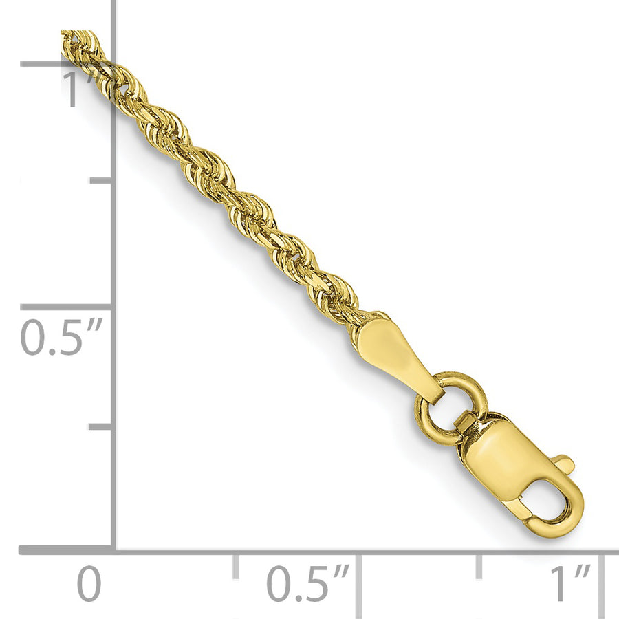 Tobillera de Cadena Cuerda Cuádruple de Corte Diamante en Oro Amarillo de 10K de 10 Pulgadas y 2 mm