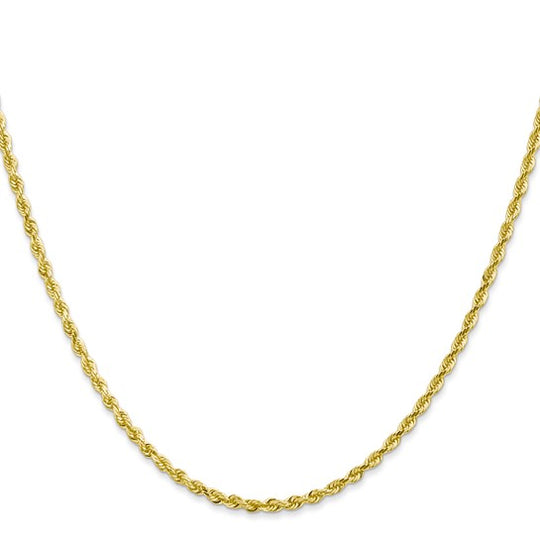 10K Yellow Gold Diamond Cut Quadruple Rope Chain, 30 Inches, 2.25 mm with Lobster Clasp