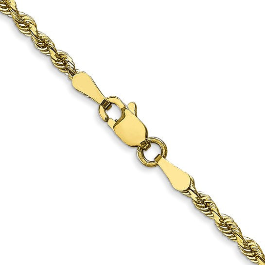 Cadena de Oro Amarillo 10K de 2.25 mm con Corte de Diamante Cuádruple y Broche de Langosta
