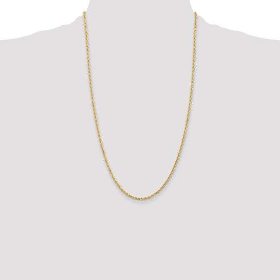 Cadena de Oro Amarillo 10K de 2.25 mm con Corte de Diamante Cuádruple y Broche de Langosta