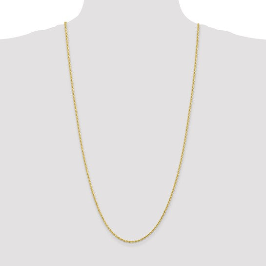 Cadena de Cuerda Cuádruple con Corte Diamante de Oro Amarillo de 10K, 30 Pulgadas, 2.25 mm con Cierre de Langosta