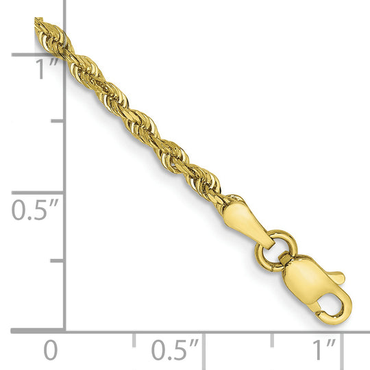 Cadena cuádruple de cuerda cortada con diamante de 10k de 2.25 mm