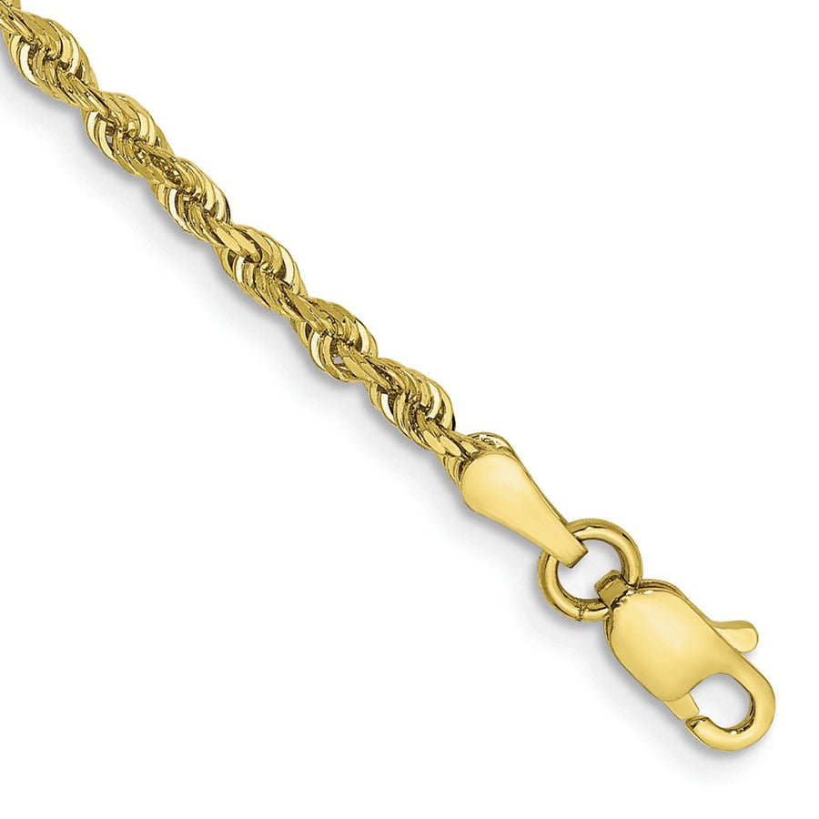 Tobillera de Oro Amarillo de 10K de 10 Pulgadas y 2.25mm con Cadena de Cuerda Cuádruple y Cierre de Langosta