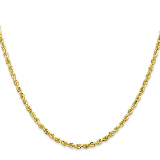 Cadena de Cuerda Cuádruple de 10K Oro Amarillo de 30 Pulgadas y 2.75mm con Cierre de Langosta