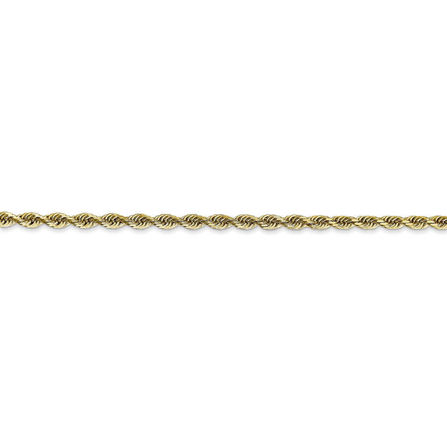 Cadena de Oro Amarillo de 10K, 2.75mm, Cuádruple Cadena de Oro Amarillo de 10K, 2.75mm, Quadruple Rope con Corte Diamante y Cierre de Langosta con Corte Diamante y Cierre de Langosta