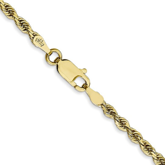 Cadena de Oro Amarillo de 10K – 20 pulgadas, 2.75 mm, Cuerda Cuádruple con Corte Diamante