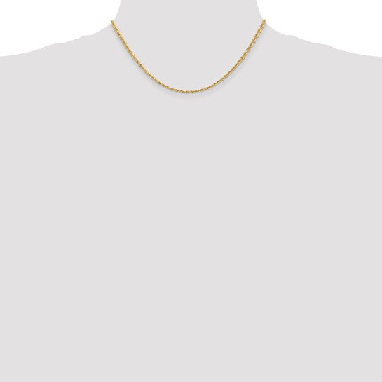 Cadena de Oro Amarillo de 10K, 2.75mm, Cuádruple Cadena de Oro Amarillo de 10K, 2.75mm, Quadruple Rope con Corte Diamante y Cierre de Langosta con Corte Diamante y Cierre de Langosta