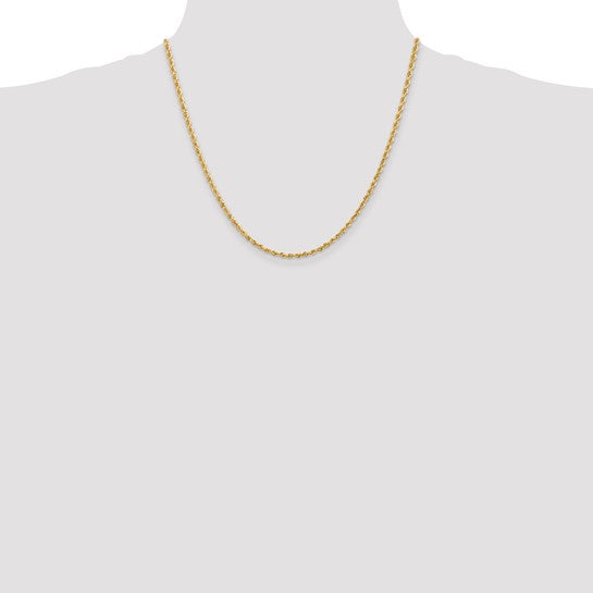 Cadena de Oro Amarillo de 10K – 20 pulgadas, 2.75 mm, Cuerda Cuádruple con Corte Diamante