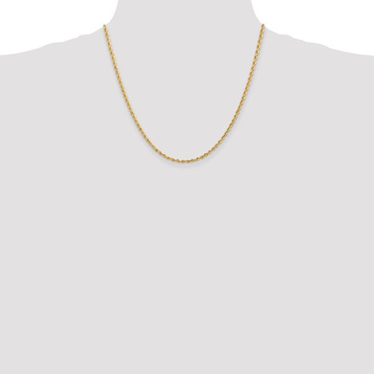 Cadena de Oro Amarillo de 10K – 20 pulgadas, 2.75 mm, Cuerda Cuádruple con Corte Diamante
