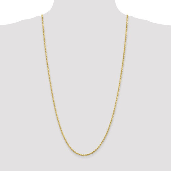Cadena de Cuerda Cuádruple de 10K Oro Amarillo de 30 Pulgadas y 2.75mm con Cierre de Langosta