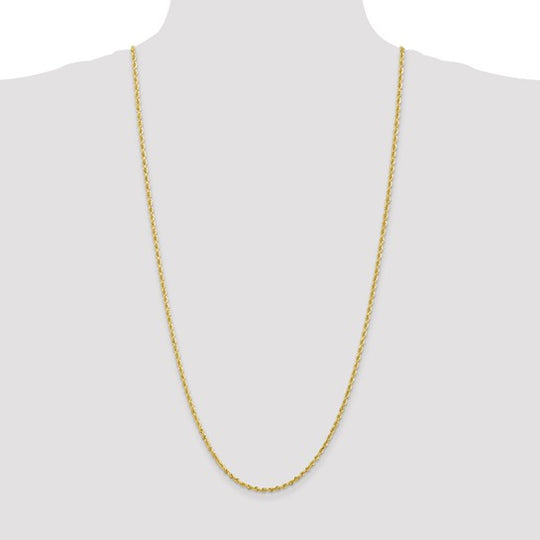 Cadena de Cuerda Cuádruple de 10K Oro Amarillo de 30 Pulgadas y 2.75mm con Cierre de Langosta