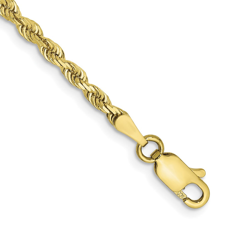 Pulsera de Oro Amarillo 10K de 8 Pulgadas y 2.75mm de Grosor Tipo Cuerda Cuádruple con Corte Diamantado y Cierre de Langosta