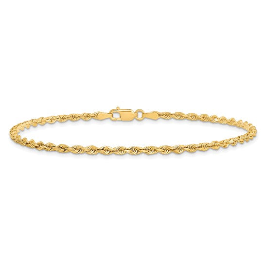 9 Inch 2.75mm 10K Yellow Gold Quadruple Rope Bracelet with Lobster Clasp