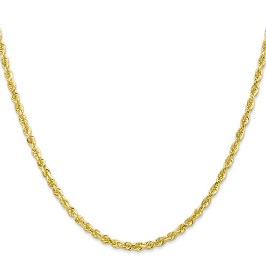 Cadena de Cuerda Cuádruple D/C de Oro Amarillo de 10k y 3mm – 30 Pulgadas