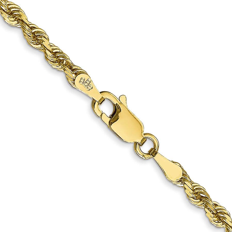 Cadena Cuádruple de Cuerda en Oro Amarillo de 10K, 26 pulgadas, 3 mm, Corte Diamante con Cierre de Langosta