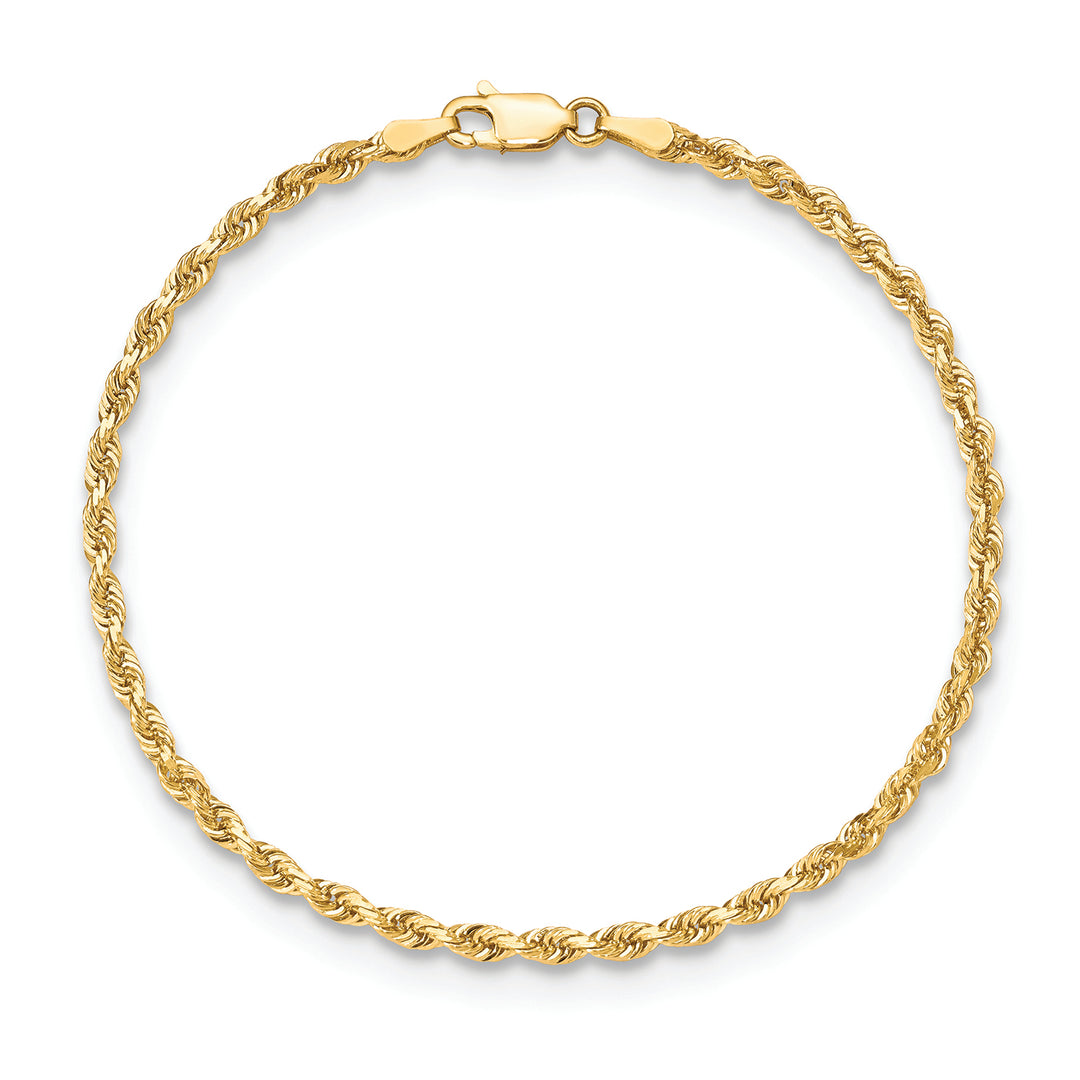 Pulsera de Cuerda Cuádruple de 10K, 3 mm, Corte Diamante, 7 pulgadas con Cierre de Langosta