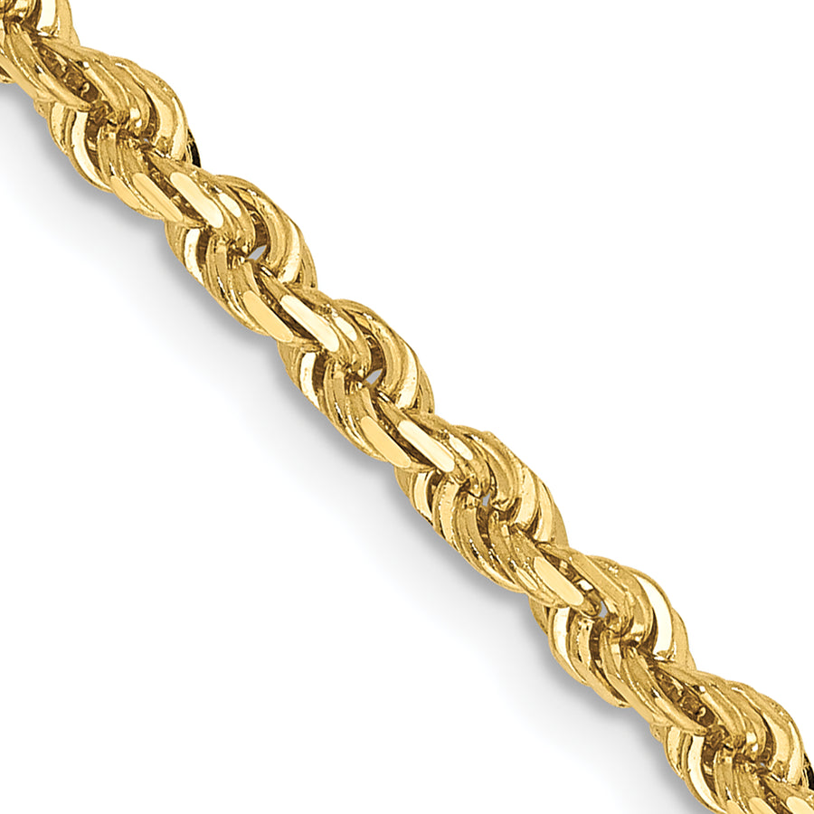 Cadena Cuádruple de Cuerda en Oro Amarillo de 10K, 26 pulgadas, 3 mm, Corte Diamante con Cierre de Langosta