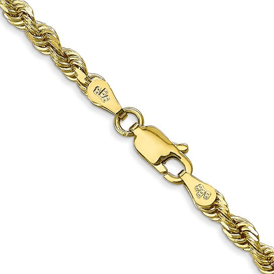 Cadena de Cuerda Cuádruple con Corte Diamantado de 10K, 30 Pulgadas, 3.35 mm