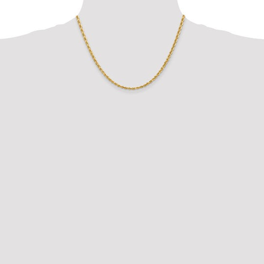 Cadena de Oro Amarillo de 10K – Tipo Soga Cuádruple de 3.35 mm con Corte Diamante y Broche Langosta