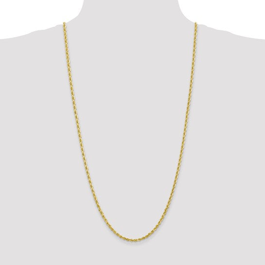 10K Diamond Cut Quadruple Rope Chain, 30 Inch, 3.35 mm