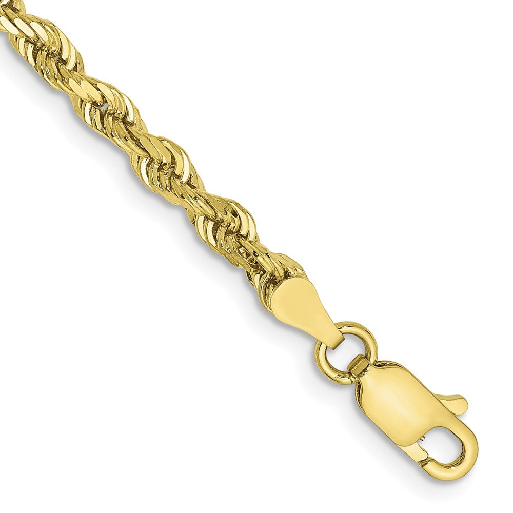 Cadena de Oro Amarillo de 10K, 3.35 mm, Cuerda Cuádruple Cortada con Diamante