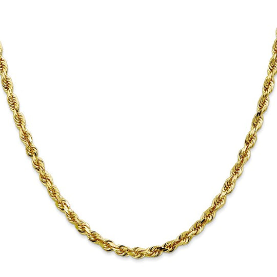 Cadena de Cuerda Cuádruple de 10k Oro Amarillo de 4mm con Cierre de Langosta