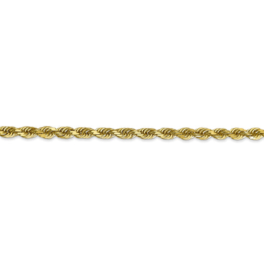 Cadena de Cuerda Cuádruple de 10k Oro Amarillo de 4mm con Cierre de Langosta