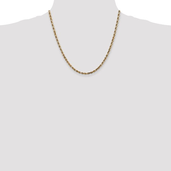 Cadena de Cuerda Cuádruple de 4 mm en Oro Amarillo de 10k con Corte Diamante – 20 Pulgadasgosta