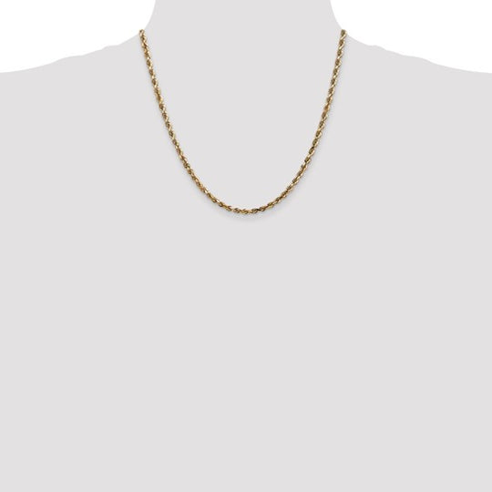 Cadena de Cuerda Cuádruple de 4 mm en Oro Amarillo de 10k con Corte Diamante – 20 Pulgadasgosta