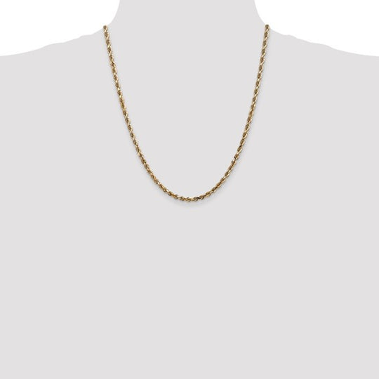Cadena Rope Cuádruple de Oro Amarillo 10K, 22 pulgadas, 4 mm, Corte Diamante
