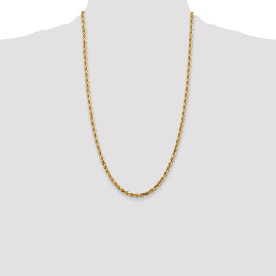 Cadena de Cuerda Cuádruple de 10k Oro Amarillo de 4mm con Cierre de Langosta