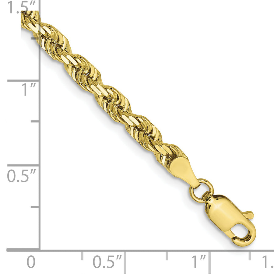 Pulsera de Cuerda Cuádruple de 10K Oro Amarillo de 8 Pulgadas y 4mm con Cierre de Langosta