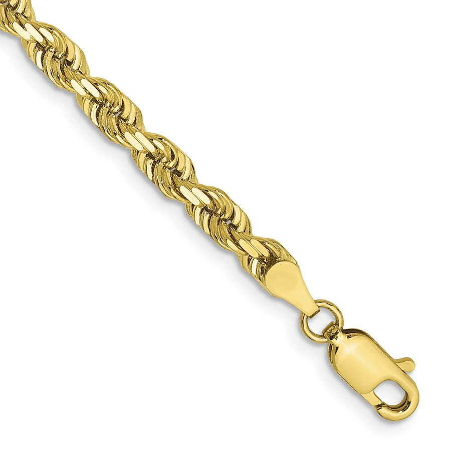 Pulsera de Cuerda Cuádruple de 10K Oro Amarillo de 8 Pulgadas y 4mm con Cierre de Langosta