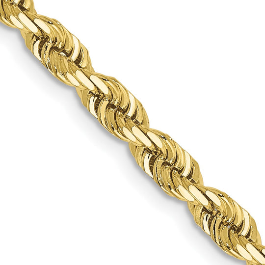 Cadena de Cuerda Cuádruple de 10k Oro Amarillo de 4mm con Cierre de Langosta