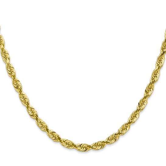 Cadena de Cuerda Cuádruple con Corte Diamante de 10K – 22 pulgadas, 4.5 mm