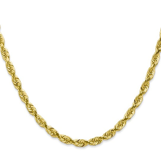 Cadena de 10K de 20 Pulgadas y 4.5 mm con Diseño de Cuerda Cuádruple y Corte Diamante