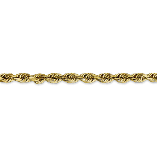 Cadena de 10K de 20 Pulgadas y 4.5 mm con Diseño de Cuerda Cuádruple y Corte Diamante