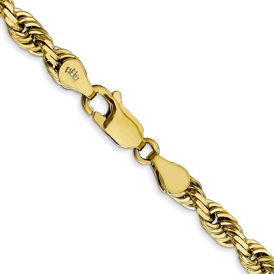 Cadena de Cuerda Cuádruple 10K Oro Amarillo de 4.5mm y 26 Pulgadas con Cierre de Langosta