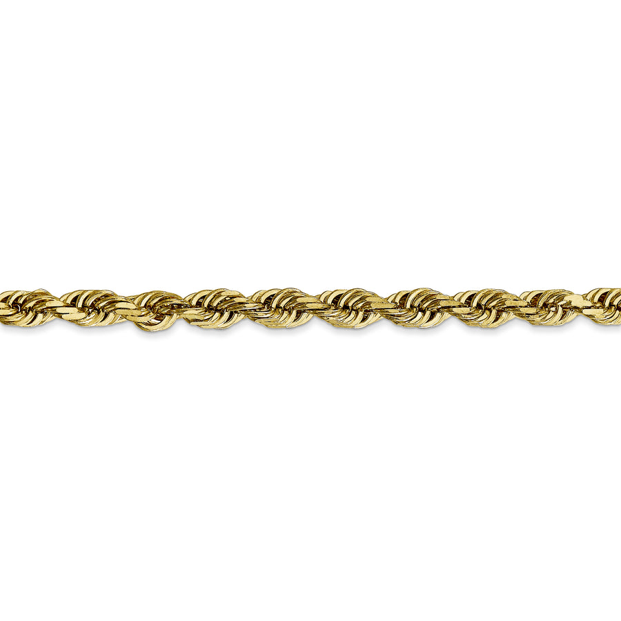 Cadena de Cuerda Cuádruple 10K Oro Amarillo de 4.5mm y 26 Pulgadas con Cierre de Langosta