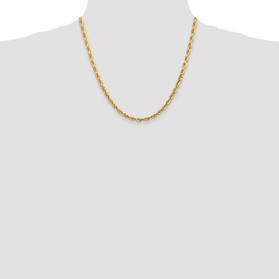 Cadena de 10K de 20 Pulgadas y 4.5 mm con Diseño de Cuerda Cuádruple y Corte Diamante