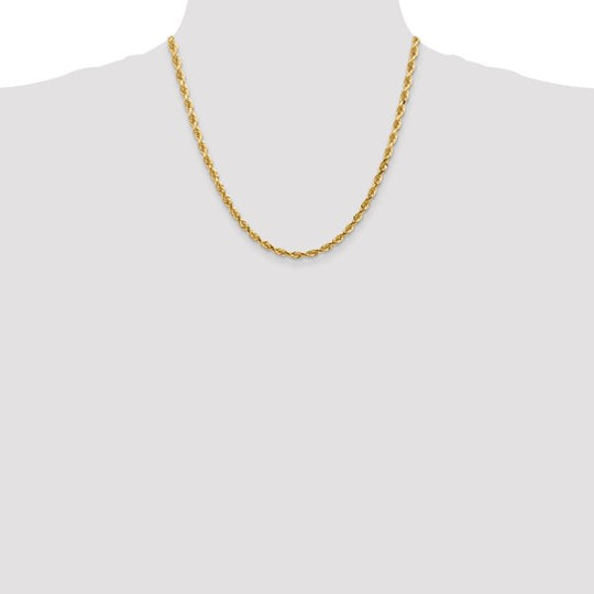 Cadena de 10K de 20 Pulgadas y 4.5 mm con Diseño de Cuerda Cuádruple y Corte Diamante