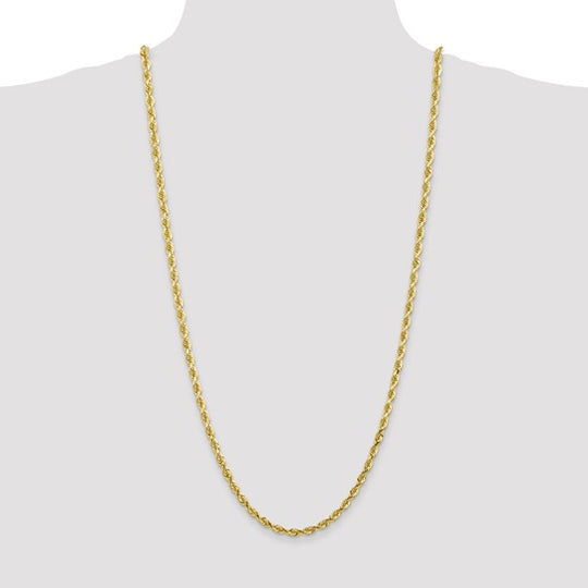 Cadena de Cuerda Cuádruple de 10k Oro Amarillo de 4.5mm y 30 Pulgadas con Cierre de Langosta