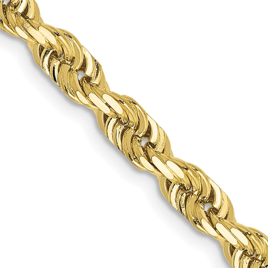Cadena de Cuerda Cuádruple con Corte Diamante de 10K – 22 pulgadas, 4.5 mm