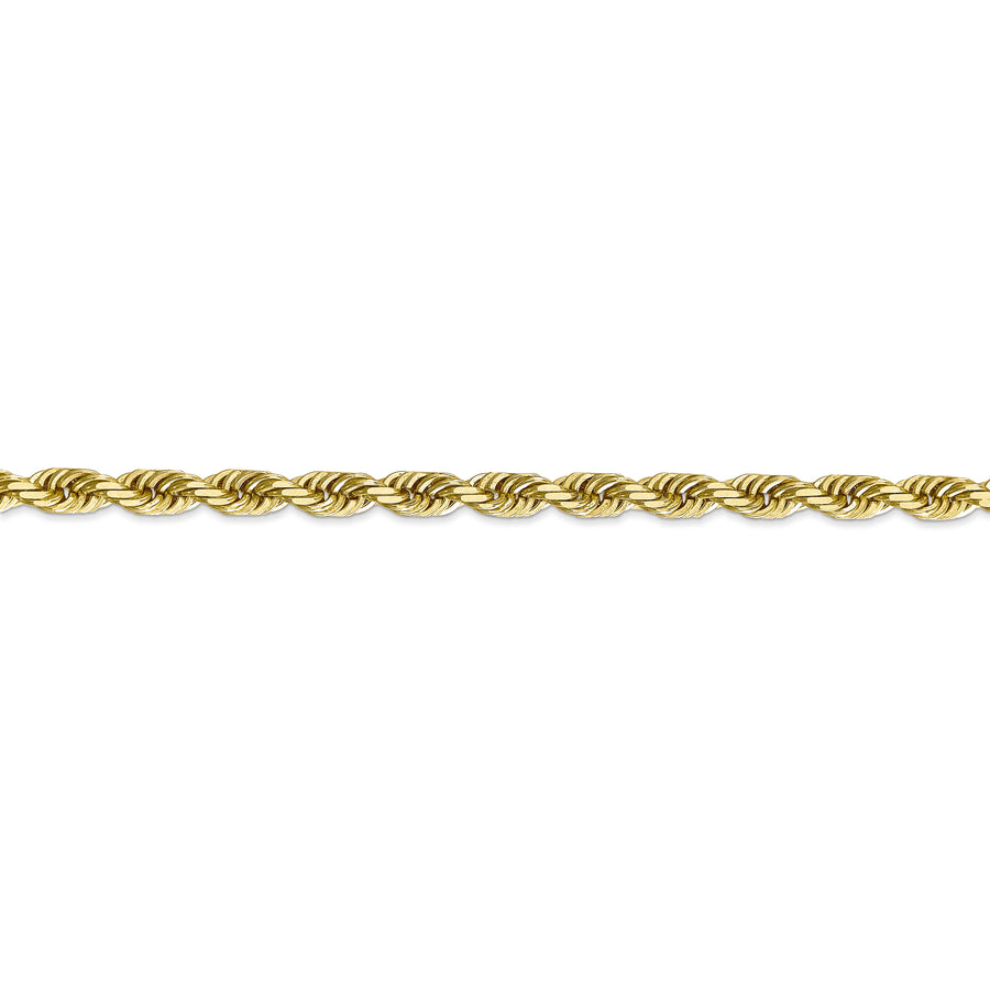 Cadena Cuerda 10K Oro Amarillo 5mm con Acabado Diamante Cuádruple